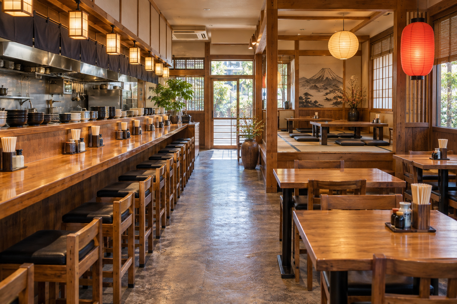 カウンター・テーブル・座敷の店内